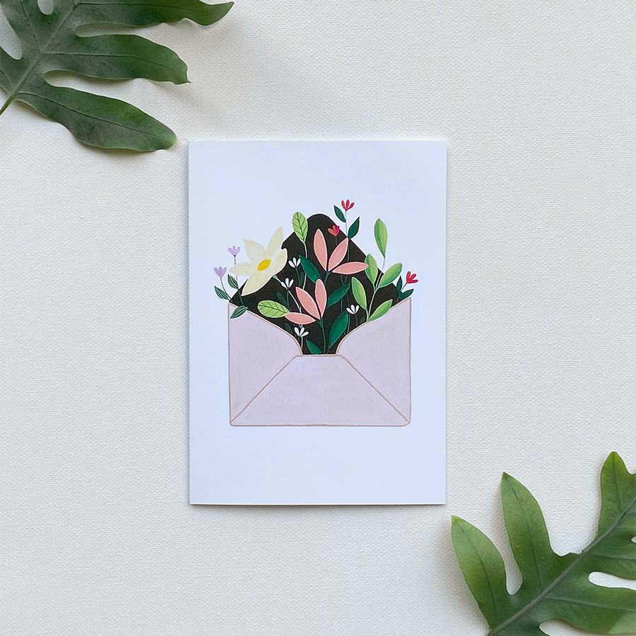 Art by andu enveloppe de fleur de carte de voeux