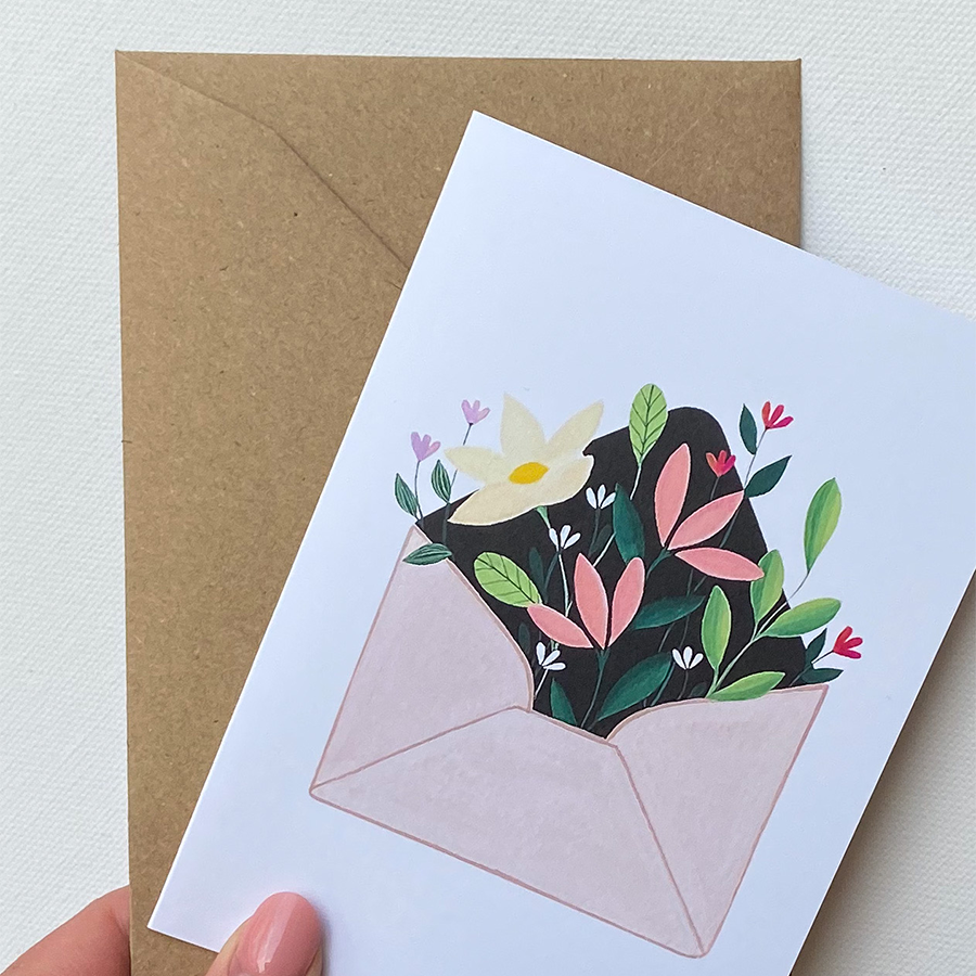 Art by andu enveloppe de fleur de carte de voeux