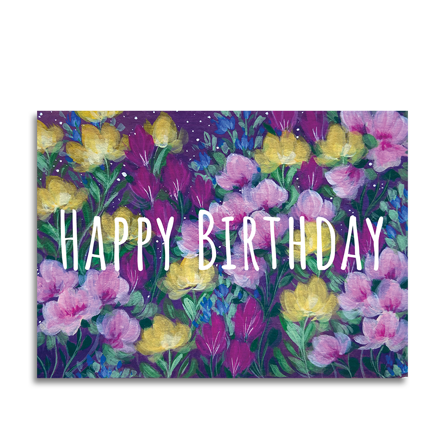 Art by andu carte de voeux champ de fleurs rose
