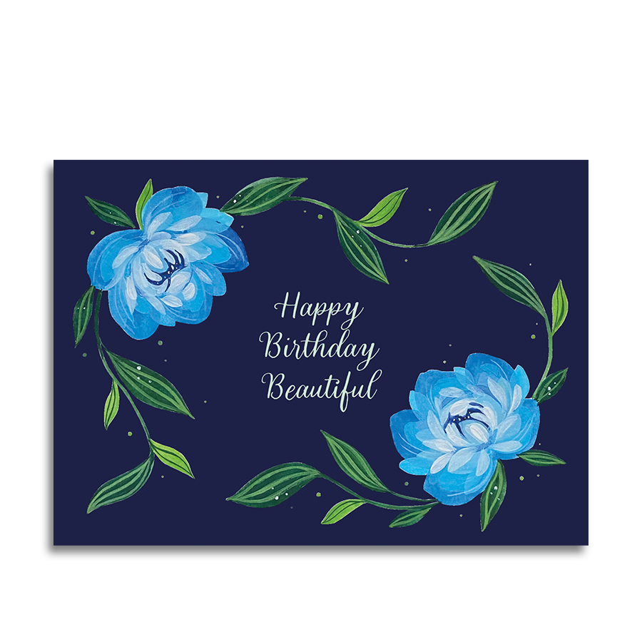Art by andu carte de voeux hbd fleurs bleues