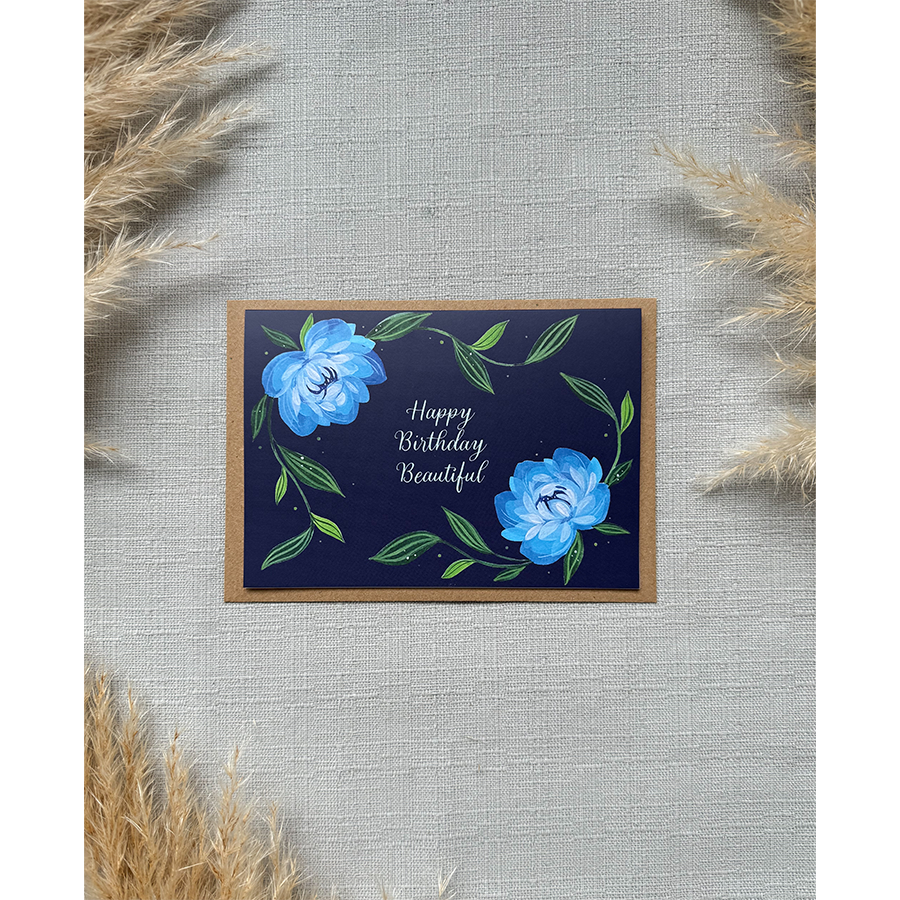 Art by andu carte de voeux hbd fleurs bleues