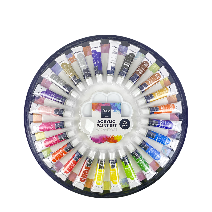 Set de peinture acrylique d'artiste + palette 25 couleurs