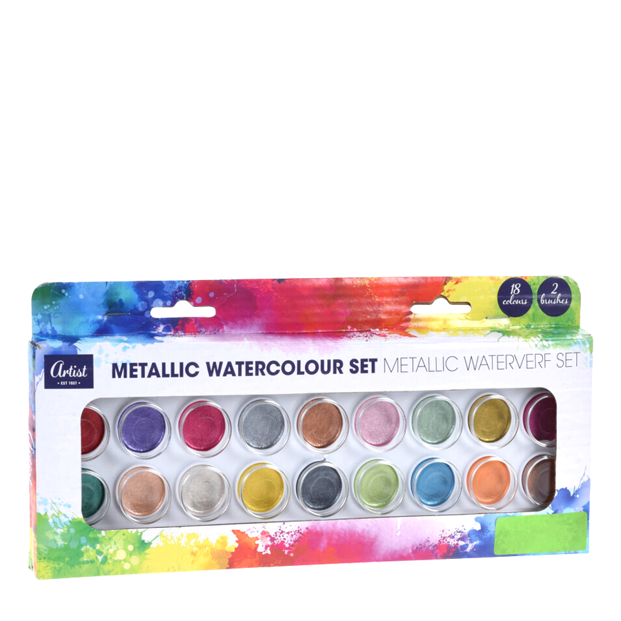 Ensemble aquarelle métallique, 18 couleurs