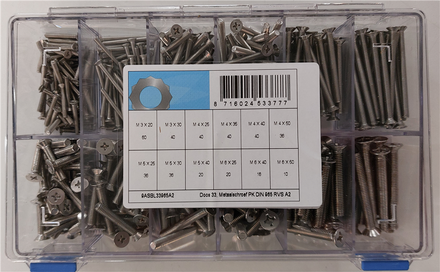 Assortiment de vis à métal d965 inox a2