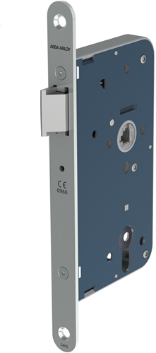 Serrure à barillet Assa Abloy 2465 | dm50mm | trou de manivelle 8mm | plaque frontale en acier peint 20x235mm arrondie | Dr 1+3 2+4 - 7962040