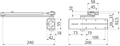 Assa abloy dc140 ferme-porte design et 2 3 4 | hors bras | couleur argent ev1. | 180-15° - a000307018