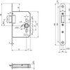 Serrure à barillet Assa Abloy N1002 | dm65mm | trou de manivelle 8mm | plaque frontale inox 24x185mm arrondie | loquet en zamac nickelé | Dr 1+3 2+4 - 10049500