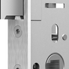 Serrure à barillet Assa Abloy N1002 | dm65mm | trou de manivelle 8mm | plaque frontale inox 24x185mm arrondie | loquet en zamac nickelé | Dr 1+3 2+4 - 10049500