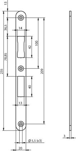 Assa abloy n6001 gâche | acier inoxydable 24x235x3mm lèvre 40mm arrondie | docteur 1+2+3+4 - 10049721