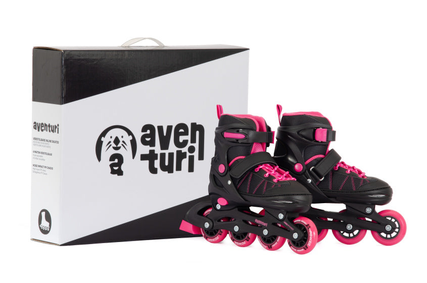 Aventuri Réglable en ligne Skates semi-softboat noire rose taille 34-37 (m)