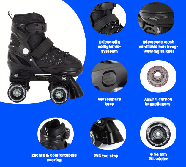 Aventuri Roller Roller Skates semi-softboot noir Taille 27-30 (XS)