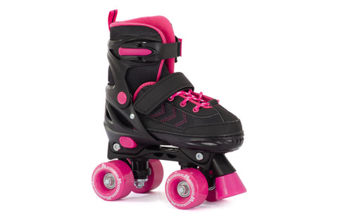 Aventuri - Aventuri Verstelbare Rolschaatsen Semi-softboot Zwart/Roze maat 27-30 (XS)