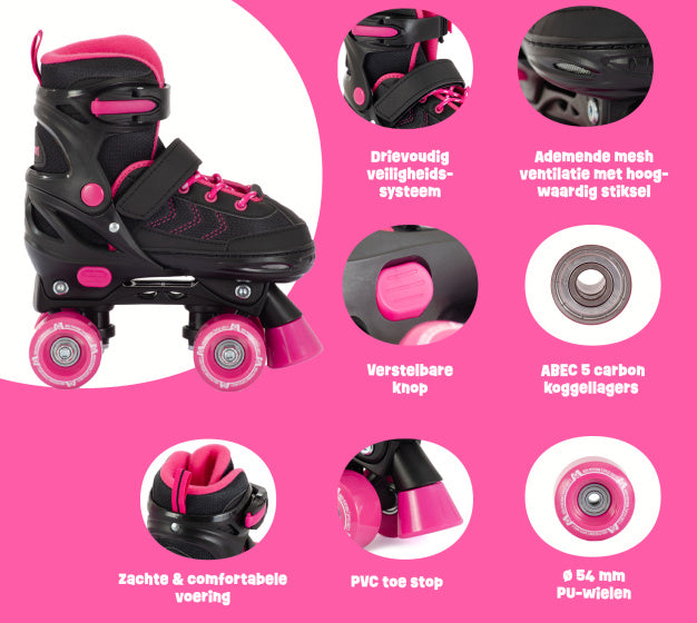 Aventuri Roller Roller Skates semi-doux Rose noire taille 35-38 (M)