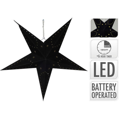 Papier étoile avec LED 45cm noir