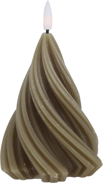 Bougie déco led arbre torsadé h13cm taupe