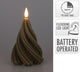Bougie déco led arbre torsadé h13cm taupe