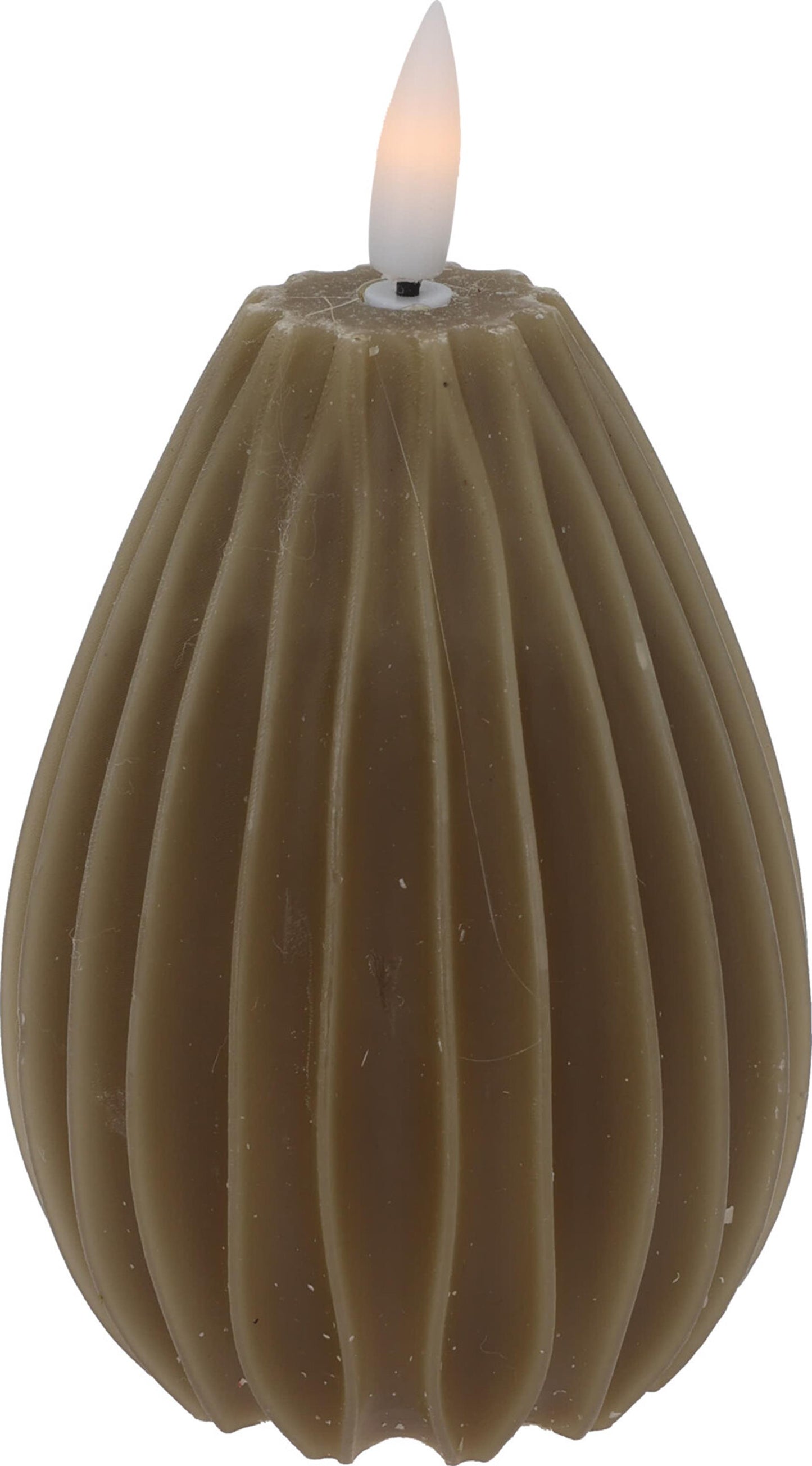 Bougie de décoration poire LED nervurée 10cm