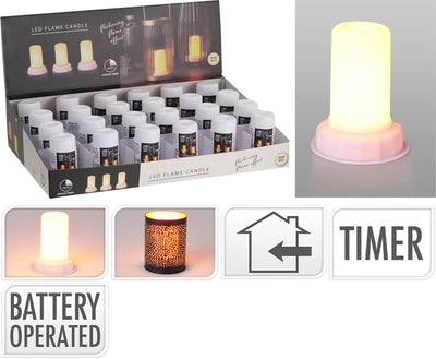 Lampe LED style maison effet flamme avec minuterie ø8xh9cm