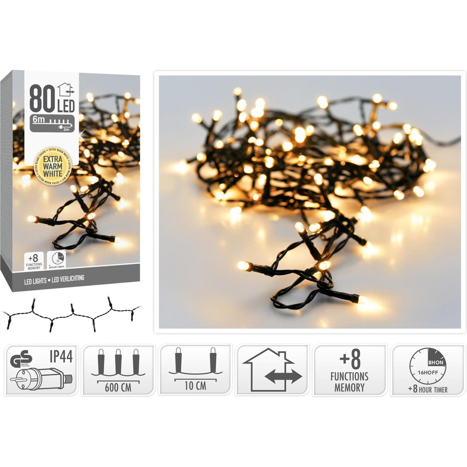 Lumières de Noël 80 LED blanc très chaud