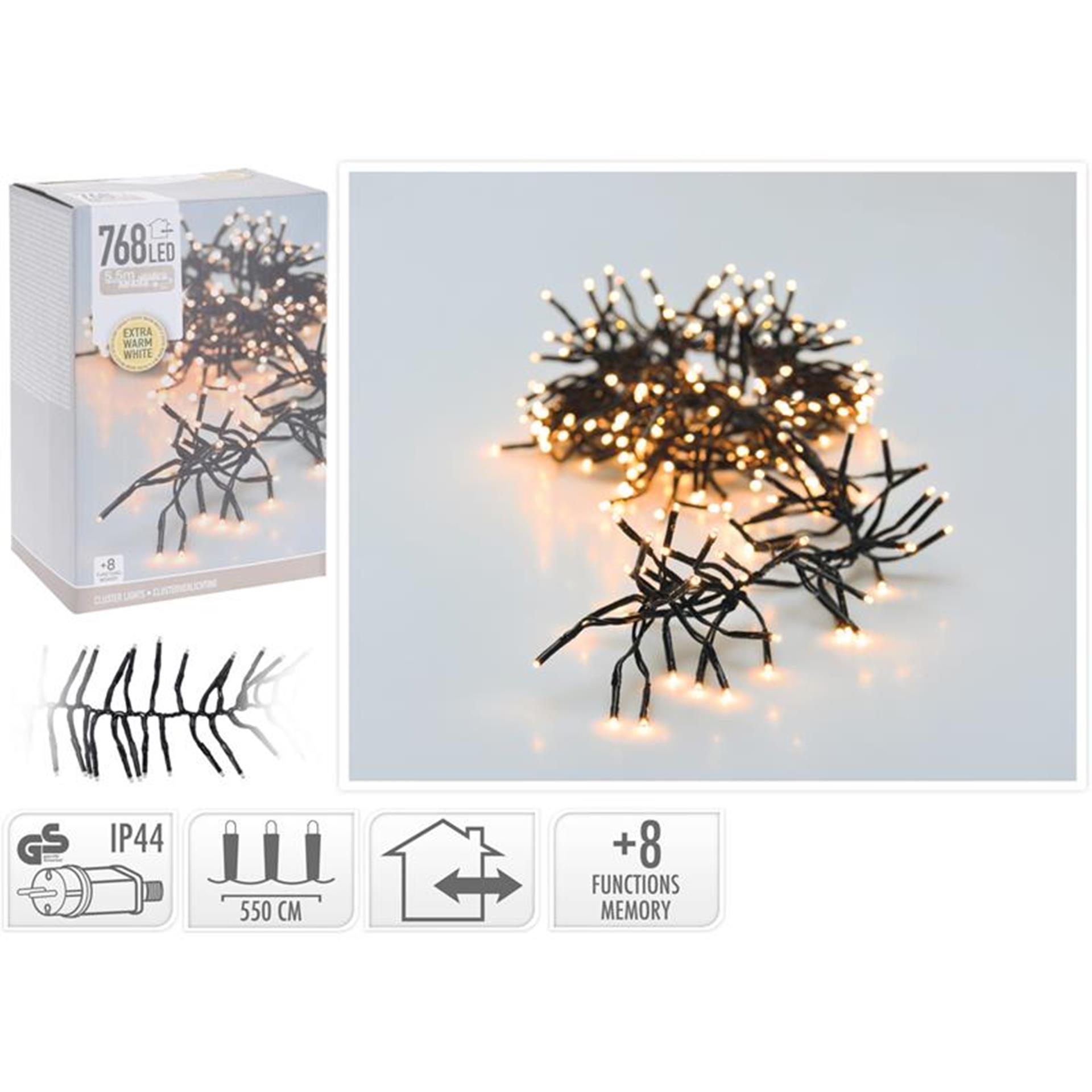 Cluster de lumières de Noël pour la maison, 768led