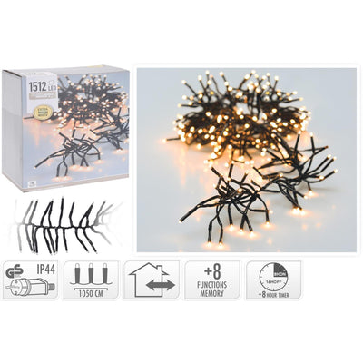 Guirlande lumineuse de Noël cluster 1512 LED blanc chaud