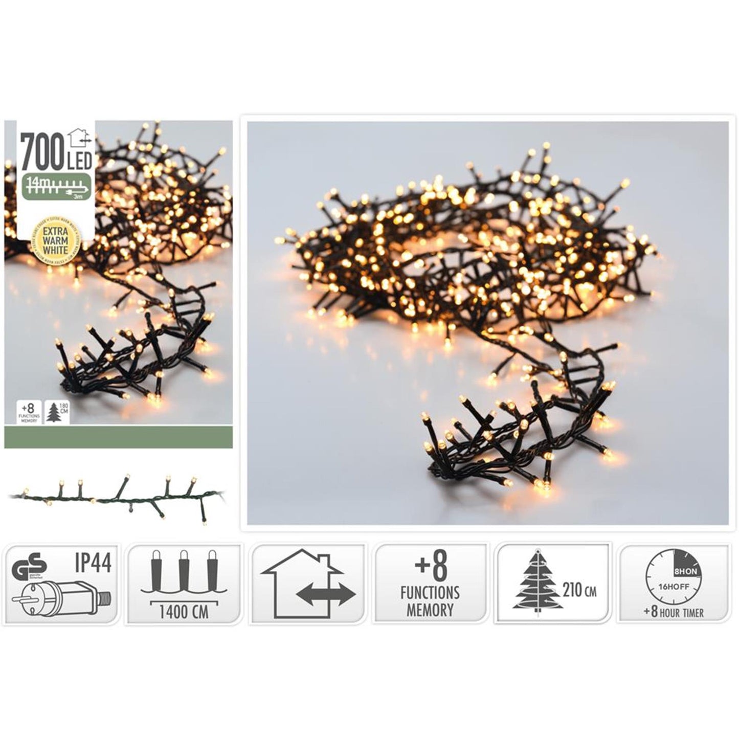 Microcluster d'éclairage de Noël 700 LED