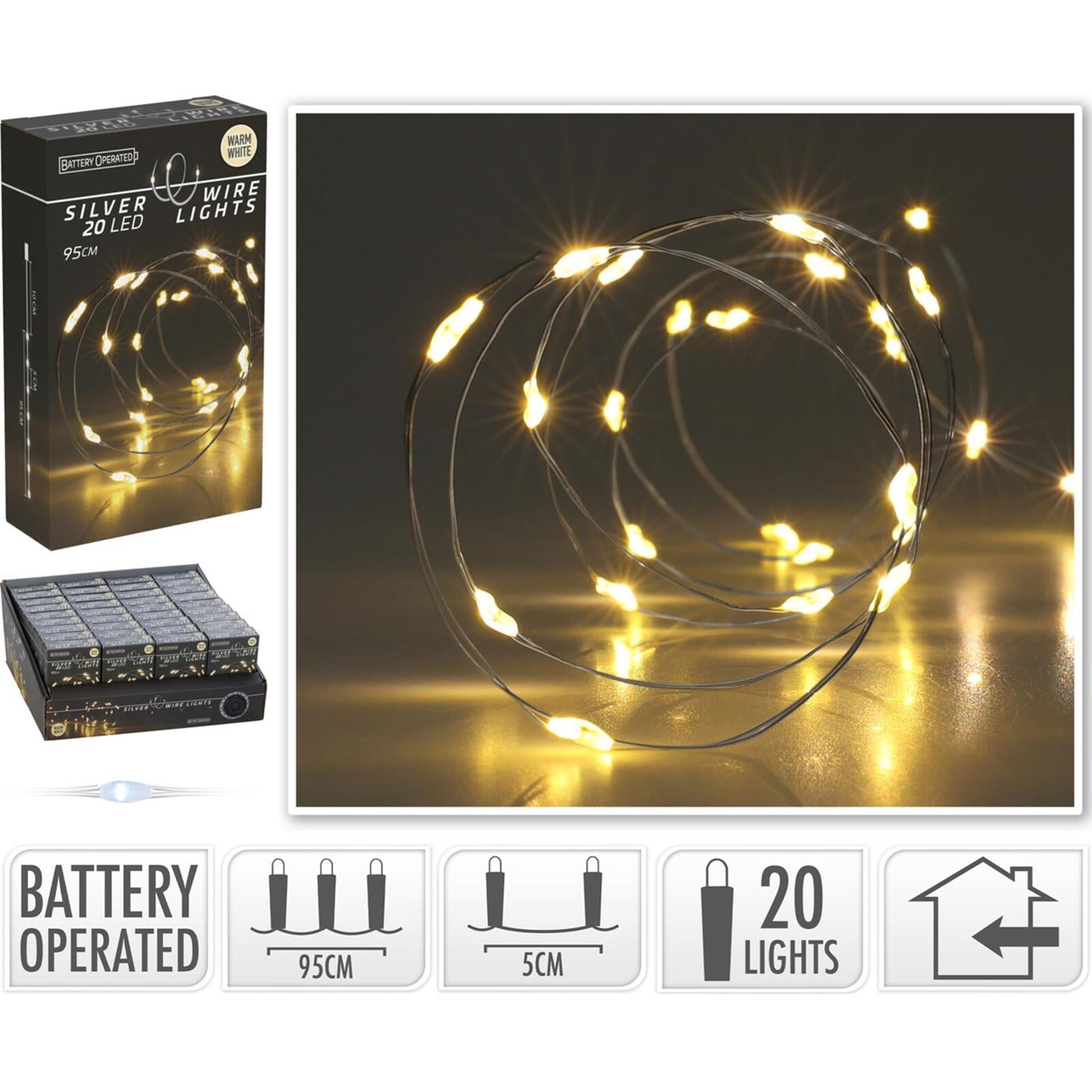 Éclairage fil argenté 20led