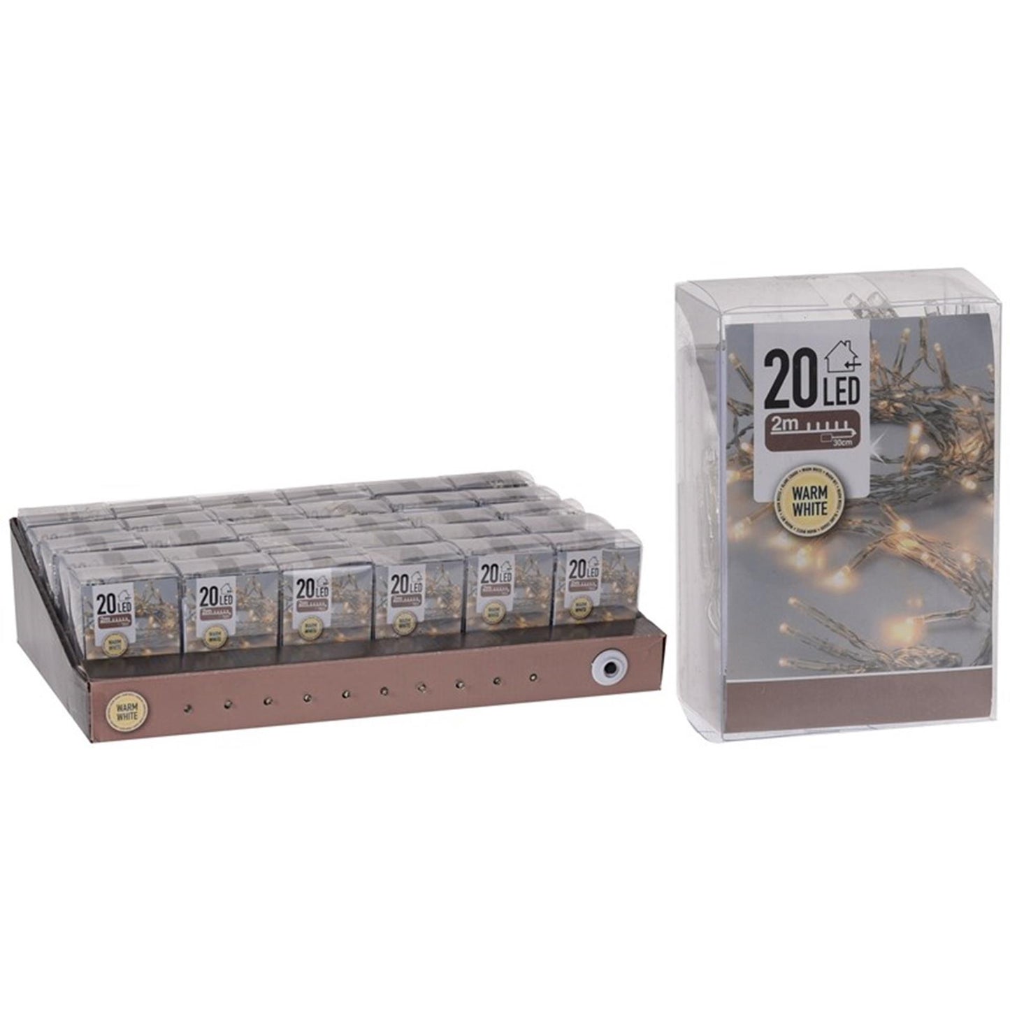 Éclairage à batterie style maison 20led blanc chaud