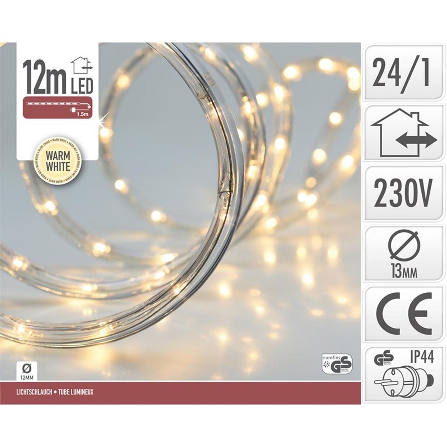 Tuyau d'éclairage LED 12 m blanc chaud