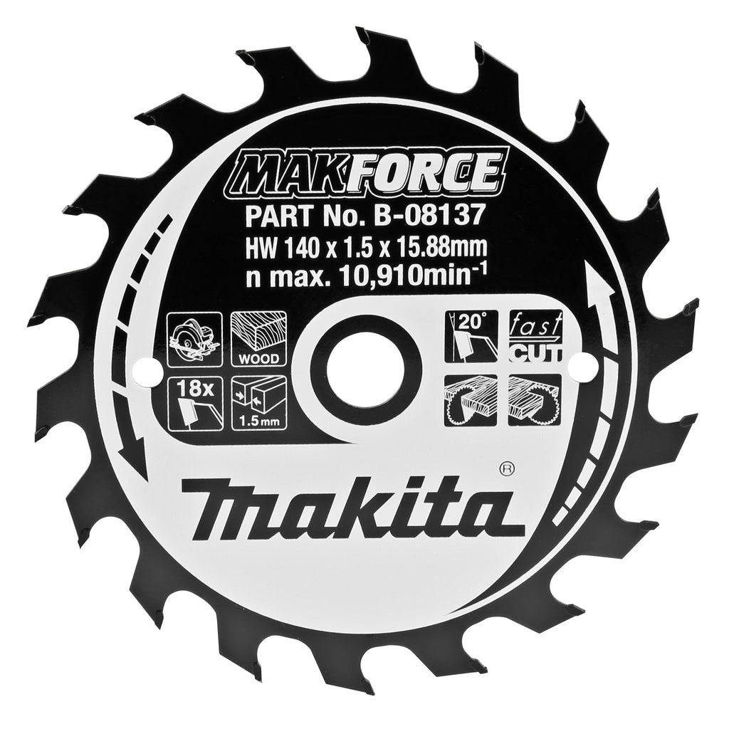 Accessoires Makita lame de scie circulaire bois 140x16x1,5 18t 20g - b-08137
