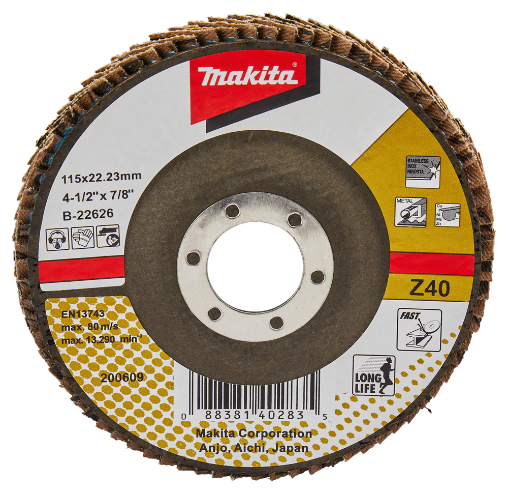 Makita accessoires disque de ponçage à lamelles 115mm z40 - b-22626 b-22626