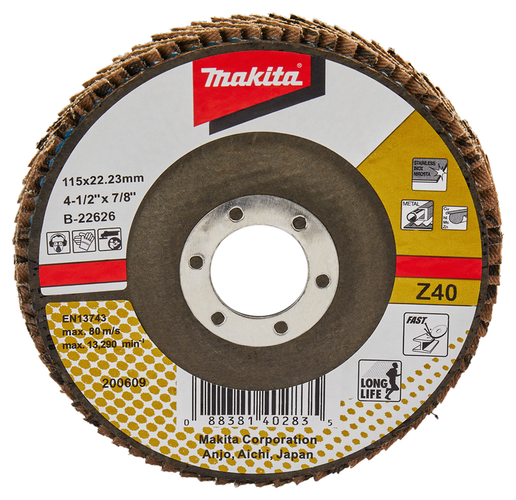 Makita accessoires disque de ponçage à lamelles 115mm z40 - b-22626 b-22626