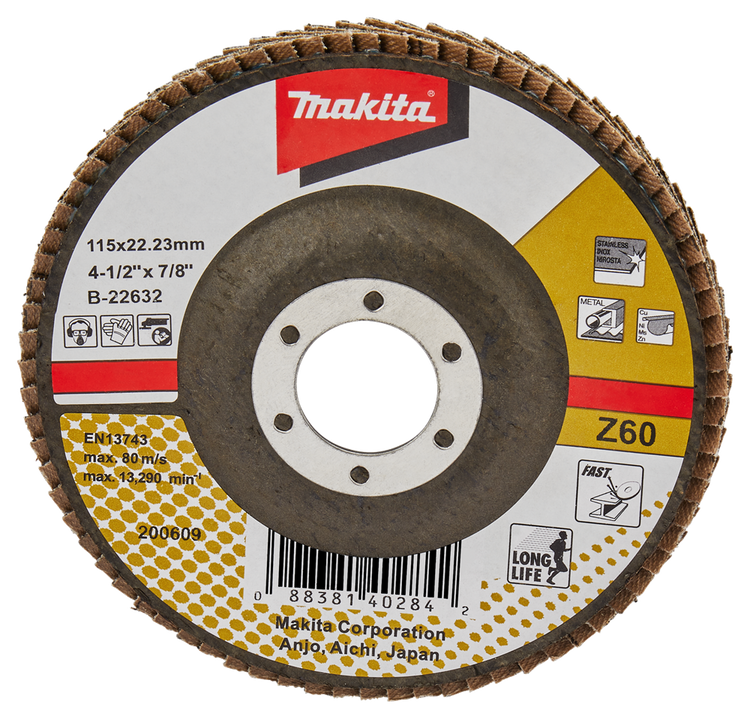 Makita accessoires disque de ponçage à lamelles 115mm z60 - b-22632 b-22632