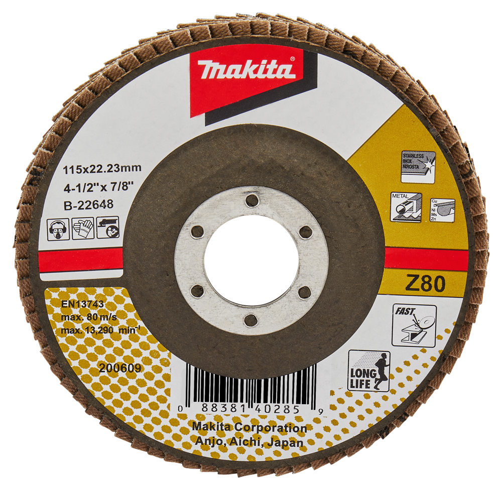 Makita accessoires disque de ponçage à lamelles 115mm z80 - b-22648 b-22648