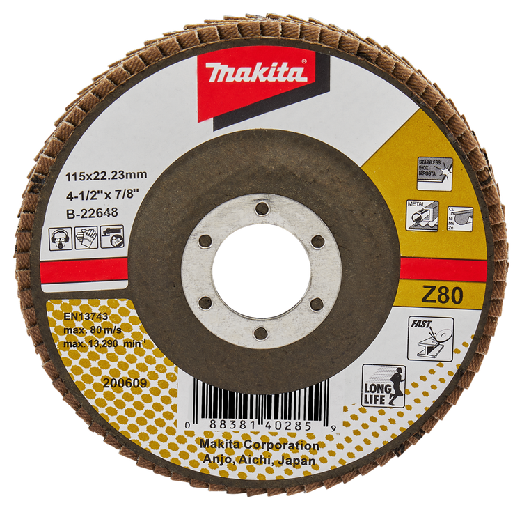 Makita accessoires disque de ponçage à lamelles 115mm z80 - b-22648 b-22648