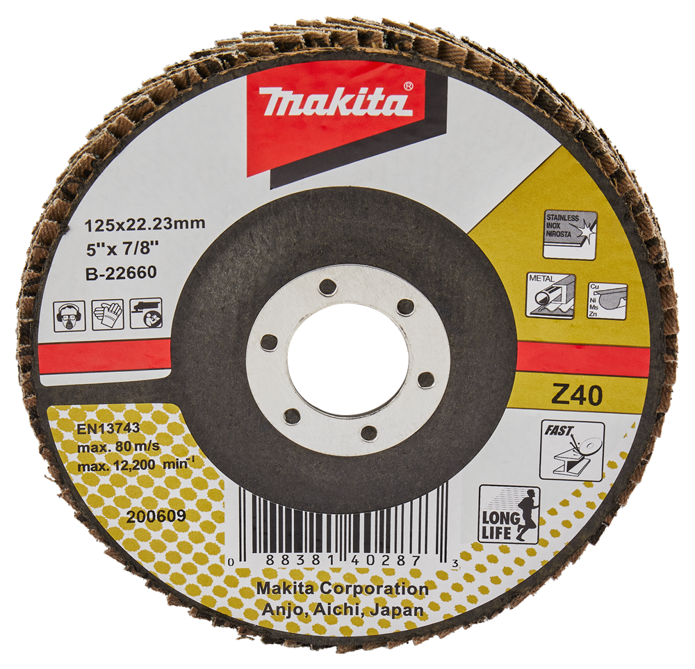 Makita accessoires disque de ponçage à lamelles 125mm z40 - b-22660 b-22660
