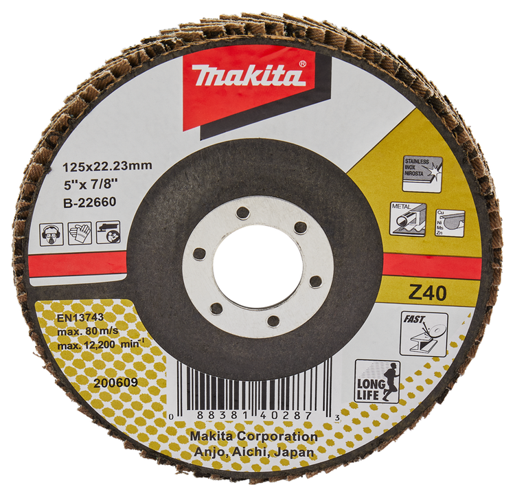 Makita accessoires disque de ponçage à lamelles 125mm z40 - b-22660 b-22660