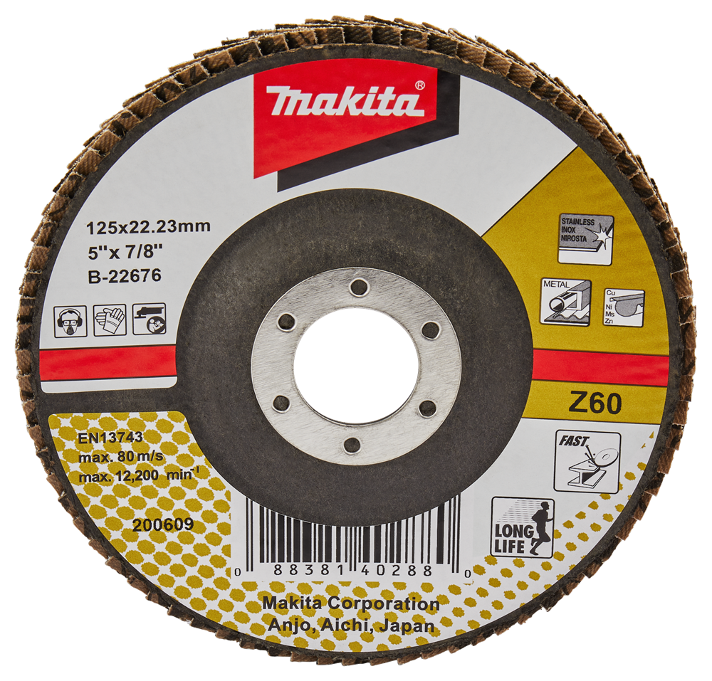Accessoires Makita disque de ponçage à lamelles 125mm z60 - b-22676 - b-22676