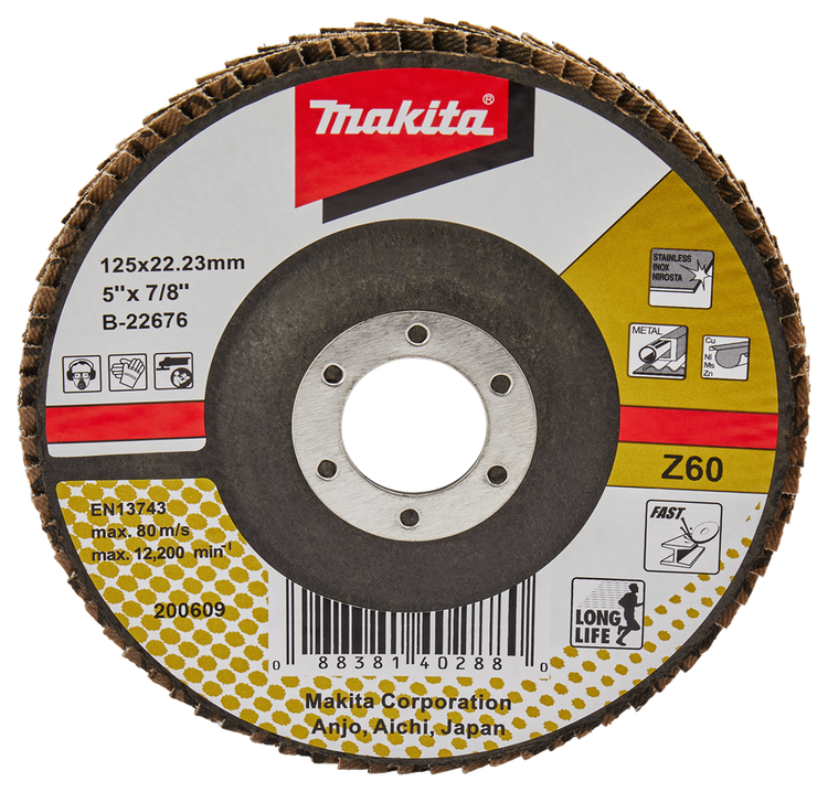 Accessoires Makita disque de ponçage à lamelles 125mm z60 - b-22676 - b-22676