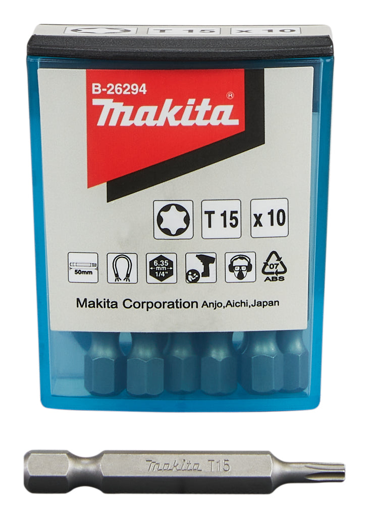 Accessoires Makita b-26294 | embout à vis | t15x50mm | 10 pièces b-26294