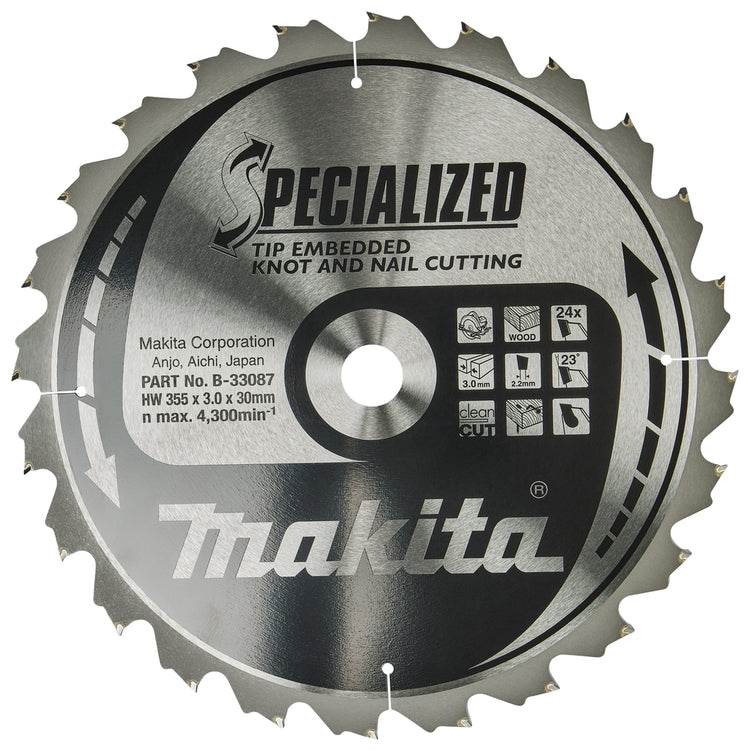 Makita accessoires lame de scie circulaire tipe 355x30x3.0 24t 23g - b-33087