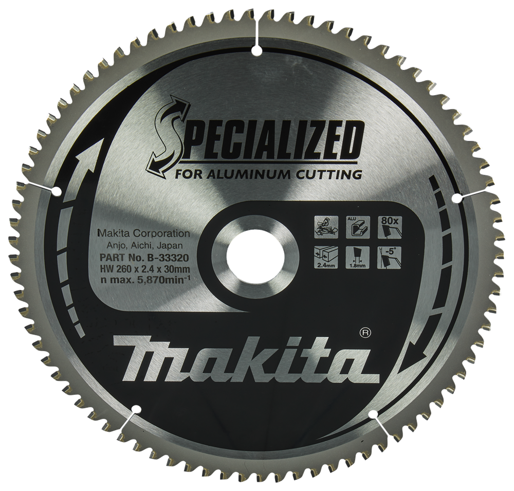 Accessoires Makita lame de scie à tronçonner aluminium | spécialisé 260x30x2.4 80t -5g - b-33320 - b-33320