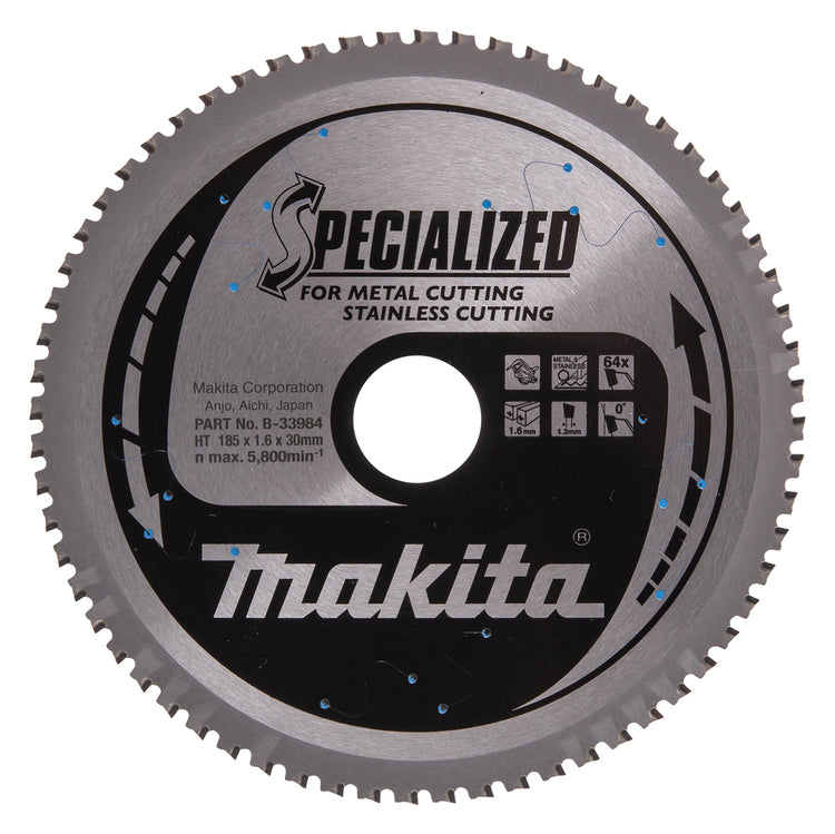 Accessoires Makita lame de scie circulaire inox 185x30x1,6 64t 0g - b-33984