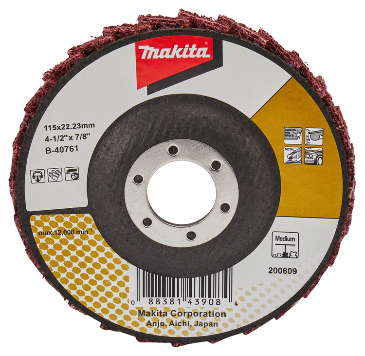 Makita accessoires disque de conditionnement à lamelles 115mm moyen - b-40761 b-40761