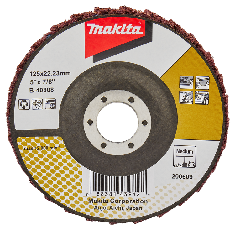 Accessoires Makita disque de conditionnement à lamelles 125 mm moyen - b-40808 - b-40808