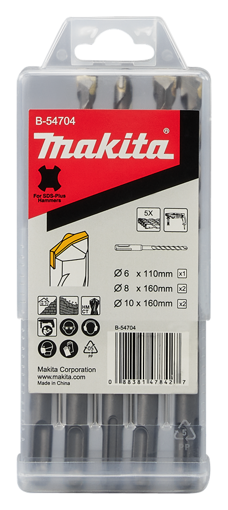 Accessoires Makita b2s : jeu de forets à béton 5 pièces - b-54704 b-54704