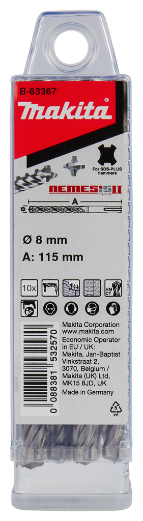 Accessoires Makita p4s: foret sds-plus 8x115mm 10pcs - b-63367