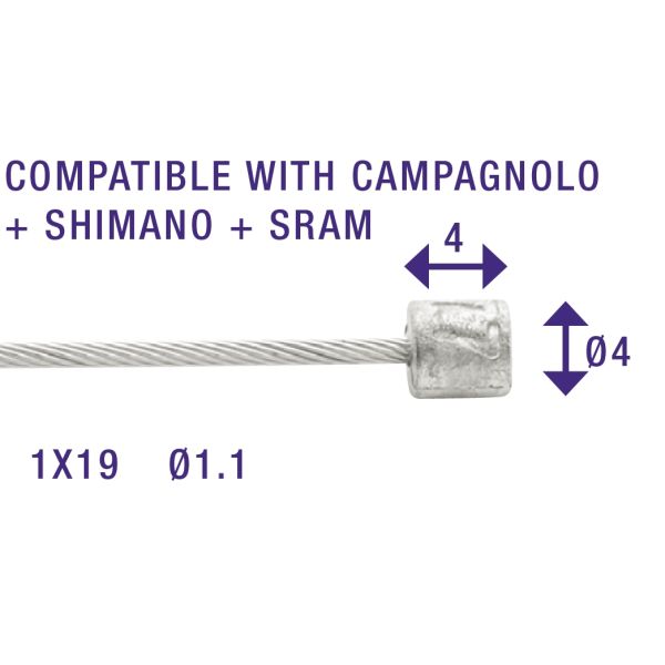 câble de vitesse interne Shimano 2,25 m 1,1 mm 6472 argent