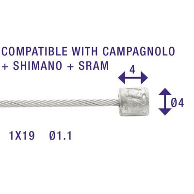 câble de vitesse interne Shimano 2,25 m 1,1 mm 6472 argent