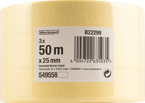 Werkzeyt ruban de peintre 25mm x 5m 3pcs - b22299